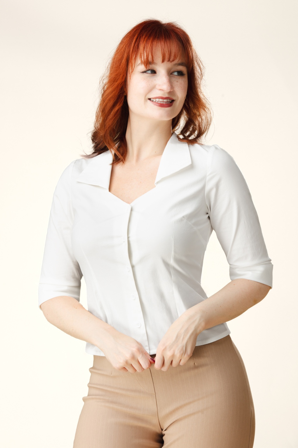 Exklusiv bei Topvintage ~ Katty Bluse in Weiß