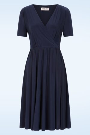 Exklusiv bei Topvintage ~ Marina Slinky Swingkleid in Marineblau