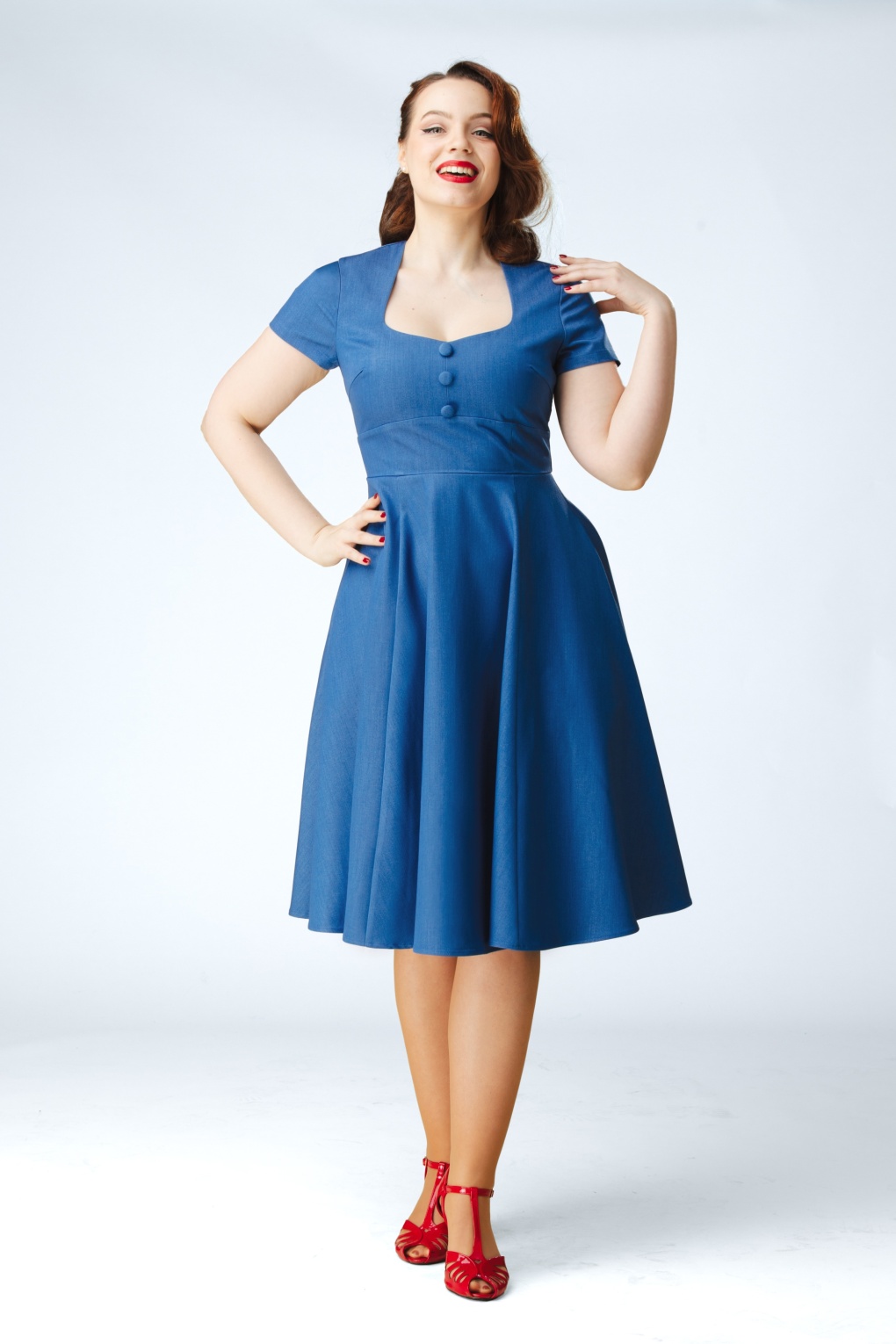 Exklusiv bei Topvintage ~ Marlin Swingkleid in Blau