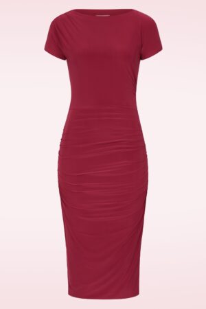 Exklusiv bei Topvintage ~ Ruby Curve Crush Slinky Bleistiftkleid in Rot