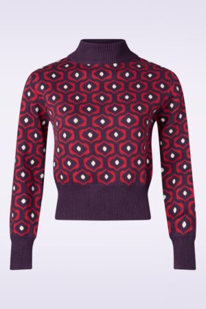 Eye Strickpullover in Lila und Rot