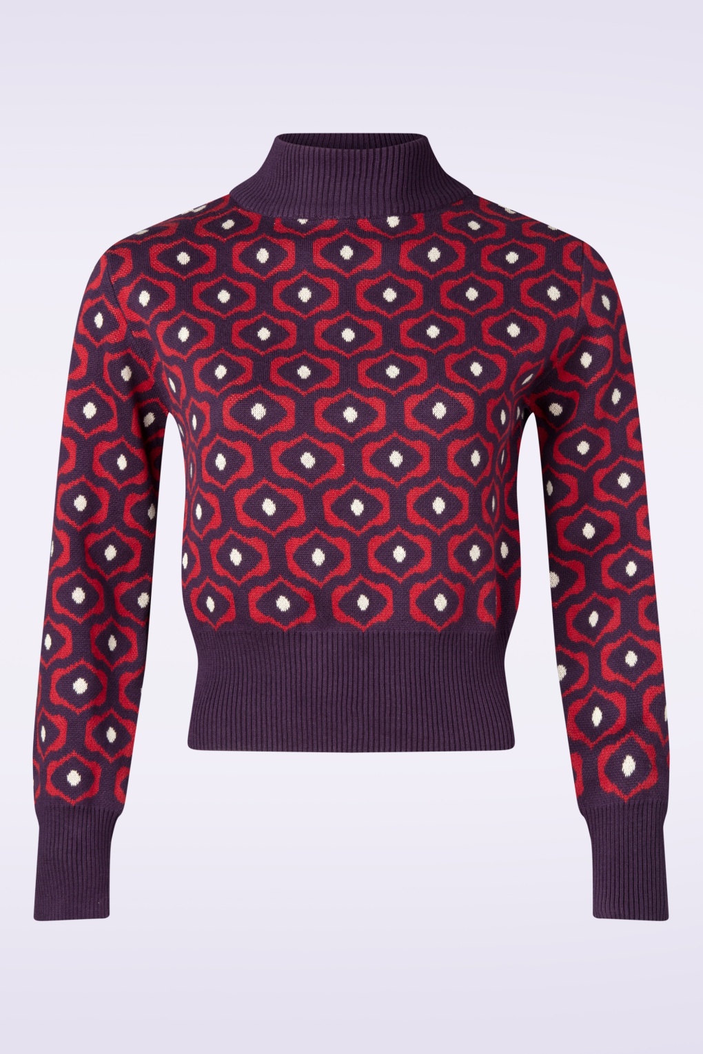 Eye Strickpullover in Lila und Rot