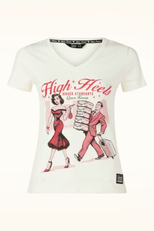 High Heels T-Shirt in Wollweiß