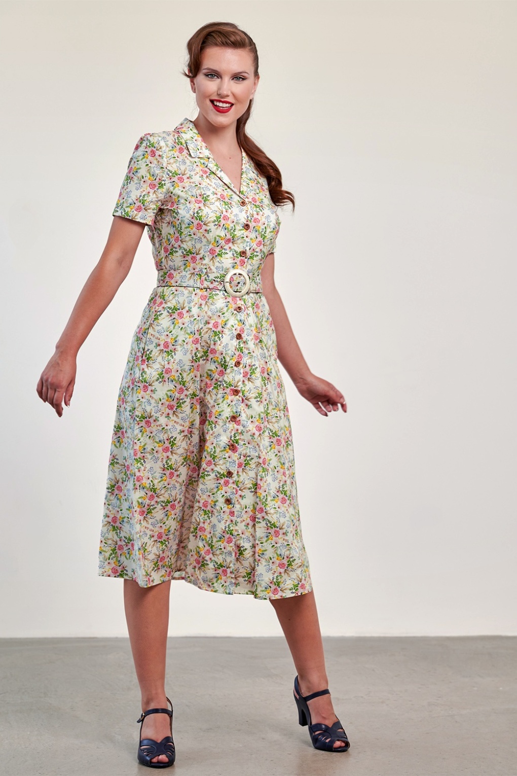 Kate Bloom Swingkleid in Creme und Multicolor