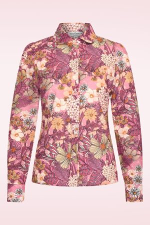 Mucha Flowers Plumeti Bluse in Rosa