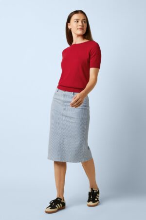 Prisca Corner Gestreifter Rock in Denim-Blau