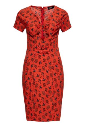 QueenKerosin Etuikleid Cherries & Roses (1-tlg) mit Allover-Print