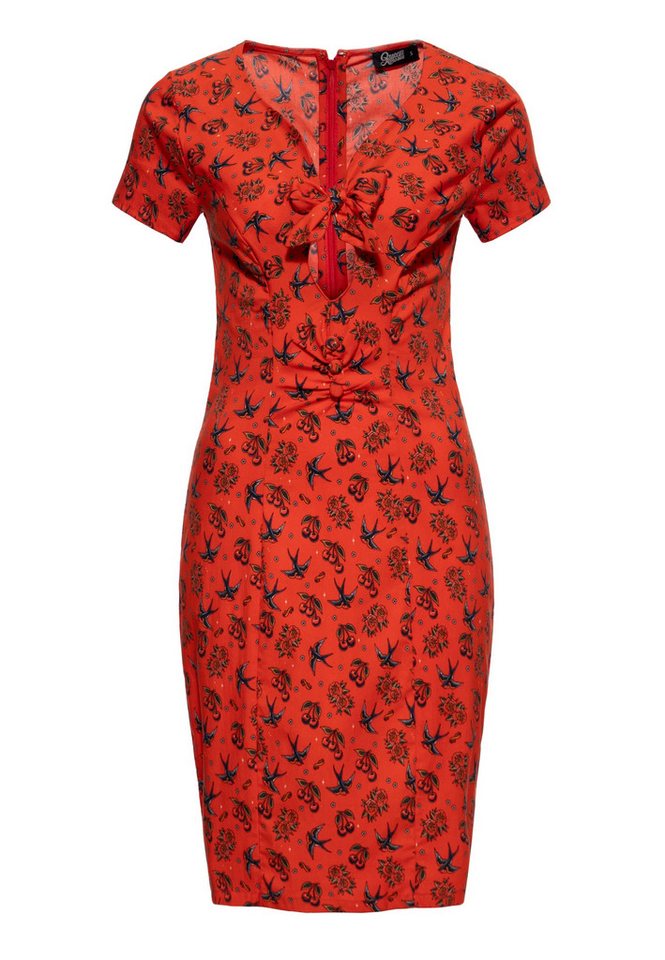 QueenKerosin Etuikleid Cherries & Roses (1-tlg) mit Allover-Print