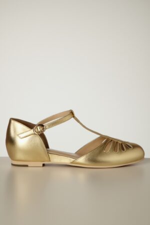 Singapore T-Riemen Flats in Gold