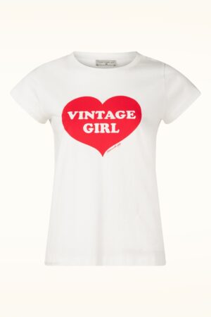 Vintage Girl Baumwoll-T-Shirt in ecru