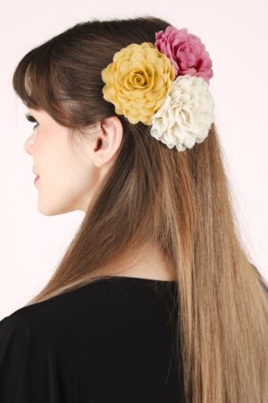 Ansteckblumen-Set in Altrosa, Creme und Venedig-Gelb