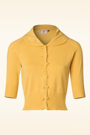 April Bow Cardigan in Senfgelb