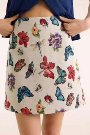 Aubin Flutter Jacquard-Minirock in Creme