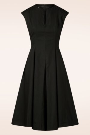 Ava Baumwoll-Swingkleid in Schwarz