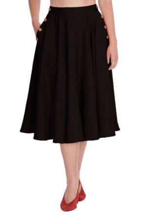 Banned A-Linien-Rock Polly May Swing Skirt Schwarz Vintage A-Linie Rock