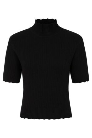 Banned Kurzarmpullover Jane Sweet Scallop Schwarz Vintage Wellenschnitt