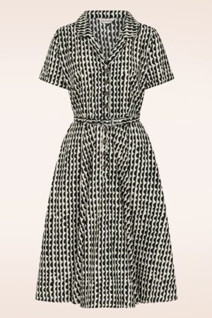 Bella Nature Waves Kleid in Creme und Schwarz