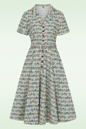 Bella Purrfect Kleid in Weiß und Multi