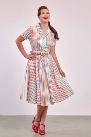 Bella Stripe Swingkleid in Multicolor