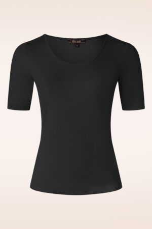 Carice Uni Rib Top in Schwarz