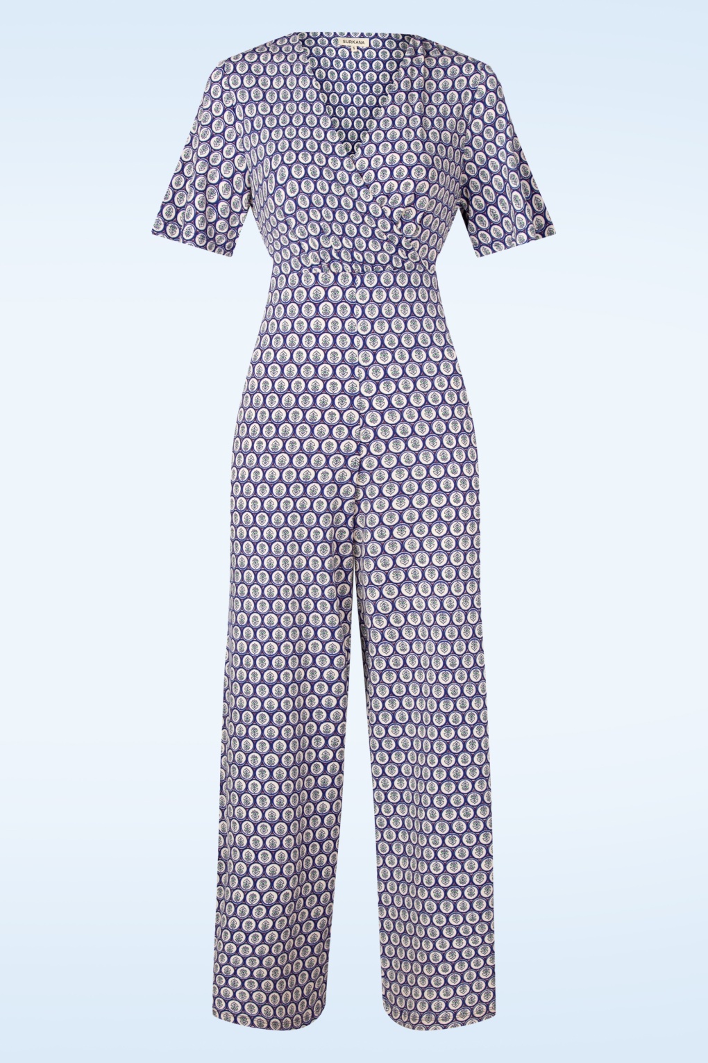 Cindy Jumpsuit mit gekreuztem Ausschnitt in Blau