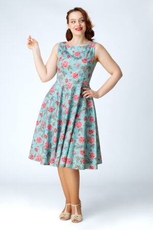 Exklusiv bei Topvintage ~ Adriana Peony Swingkleid in Aqua