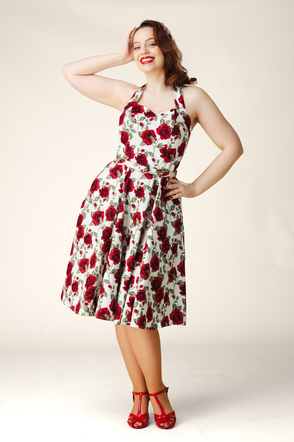 Exklusiv bei Topvintage ~ Betty Rosetta Swingkleid in Weiß