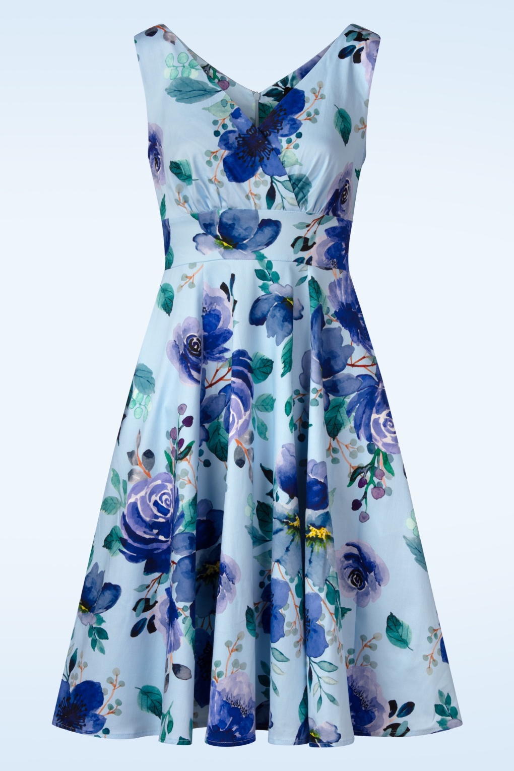 Exklusiv bei Topvintage ~ Breezy Blooms Swingkleid in Blau