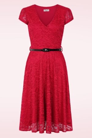Exklusiv bei Topvintage ~ Carina Lace Swingkleid in Rot
