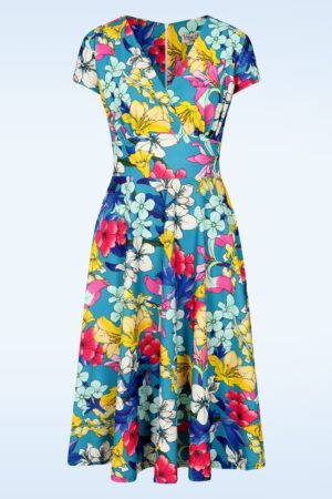 Exklusiv bei Topvintage ~ Esmeralda Lily Swingkleid in Blau