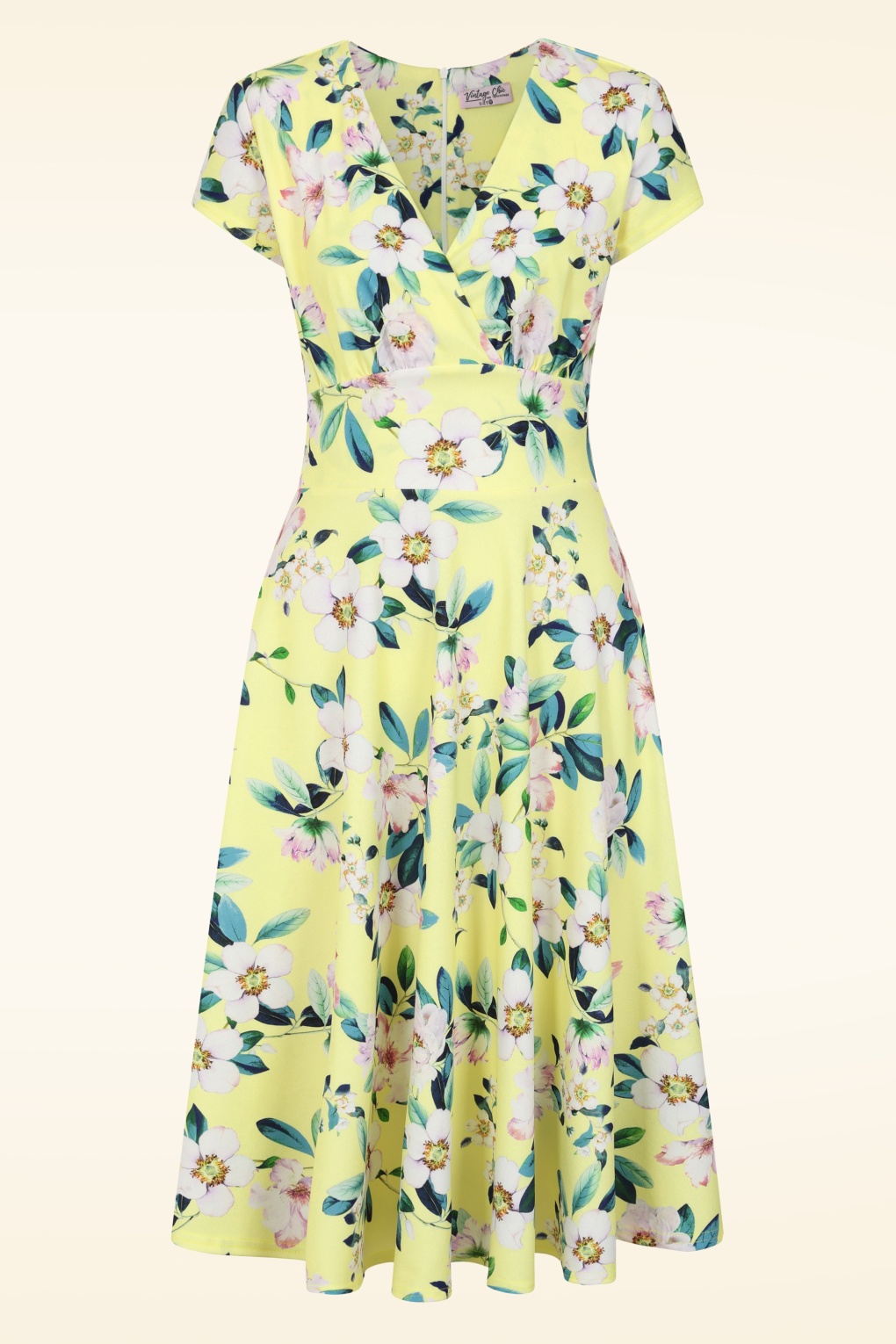 Exklusiv bei Topvintage ~ Miley Flower Swingkleid in Zitronengelb