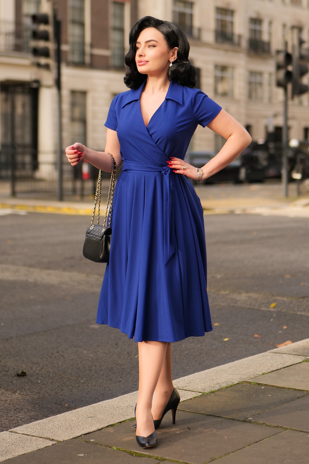 Exklusiv bei Topvintage ~ The Glenda Swingkleid in Königsblau