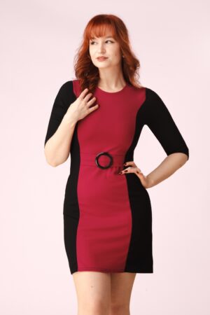 Exklusiv bei Topvintage ~ Thelma A-Linien-Kleid in Schwarz und Rot