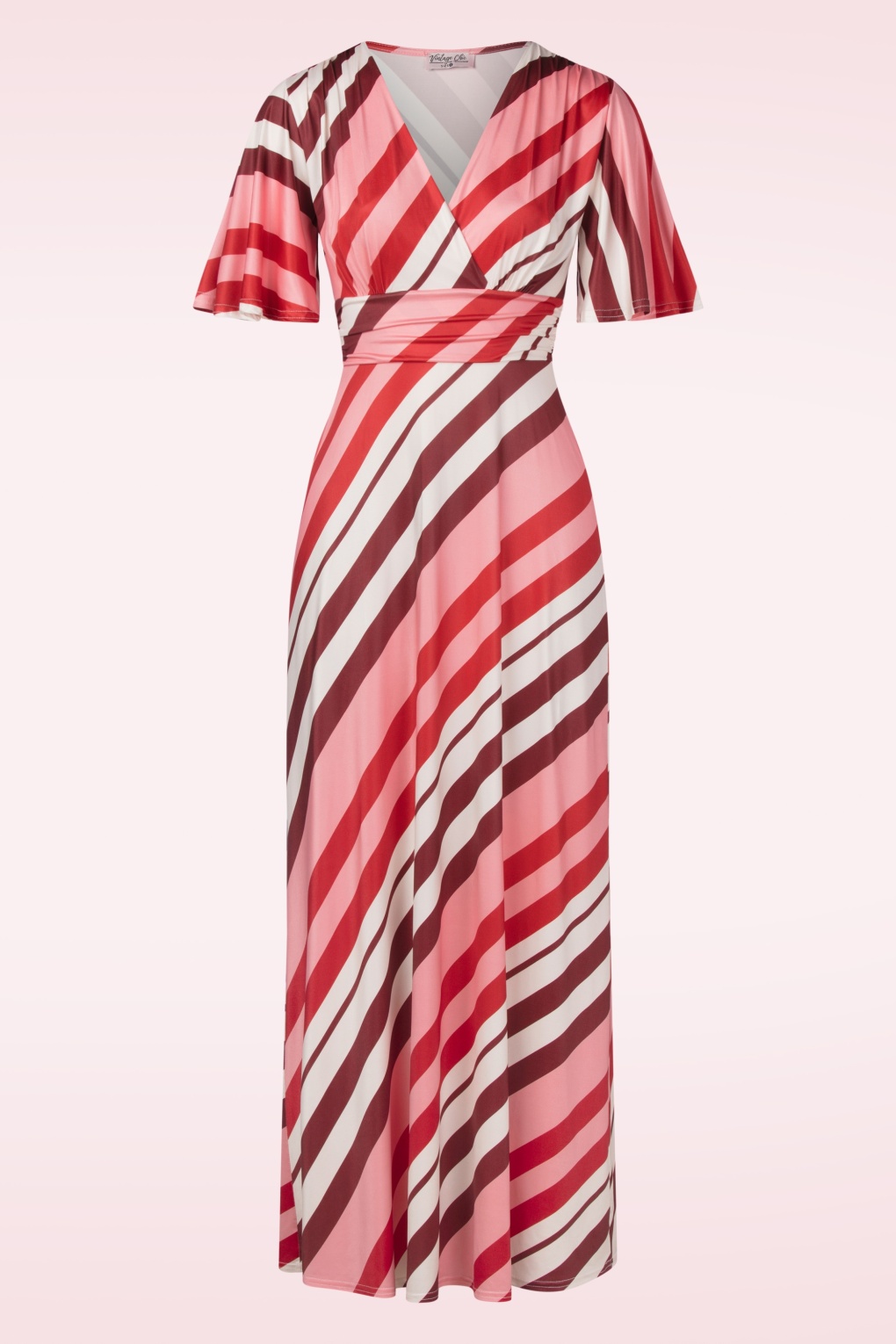 Fiona Gestreiftes Maxikleid in Rot und Rosa