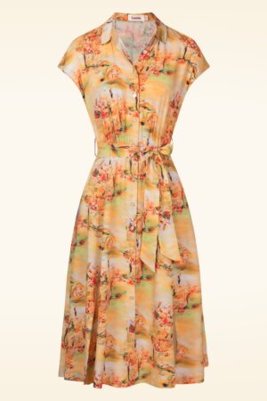 Fleur Orient Landscape Kleid in Gelb