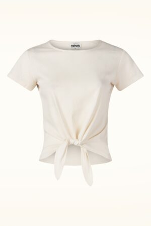 Floral Sky Daisies Baumwolloberteil in Wollweiß