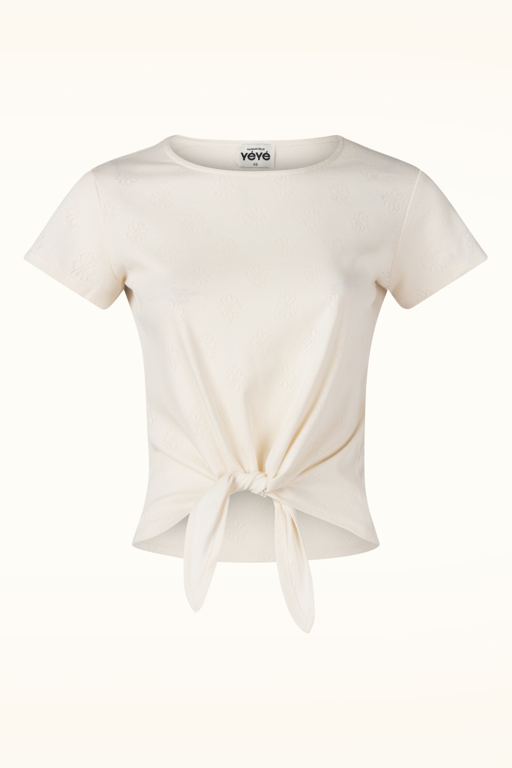 Floral Sky Daisies Baumwolloberteil in Wollweiß