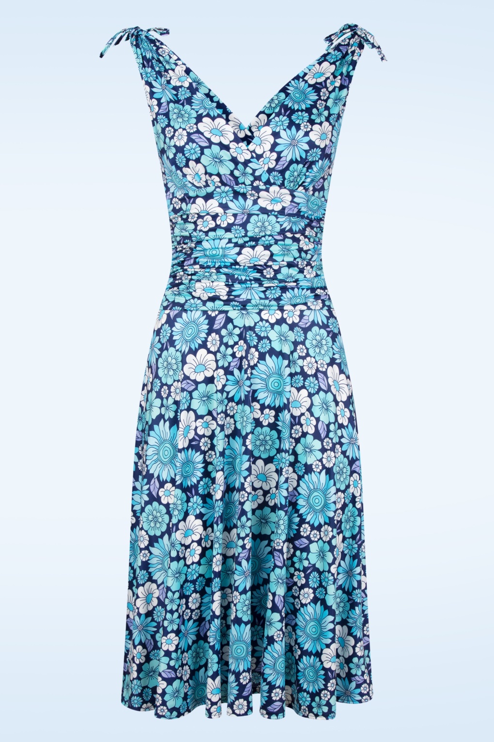 Grecian Floral Swing Kleid in Blau.