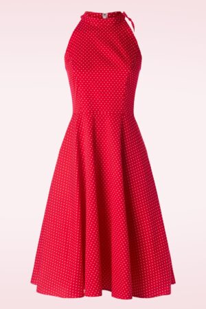 Hattie Neckholder Spot Swingkleid in Rot