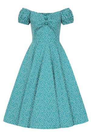 Hearts & Roses London A-Linien-Kleid Lila Polka Dot Gepunktet Vintage Retro 50er