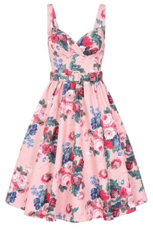 Hearts & Roses London A-Linien-Kleid Rosabelle Bloom Rosen Pfingstrosen Vintage 50s