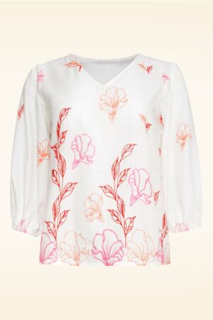 Heather bestickte Bluse in Weiß und Multi