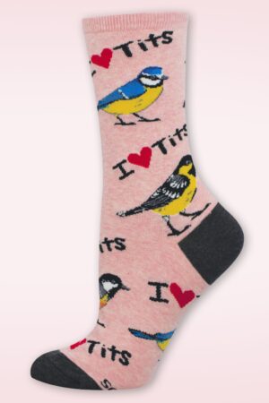 I Heart Tits Socken in Rosa