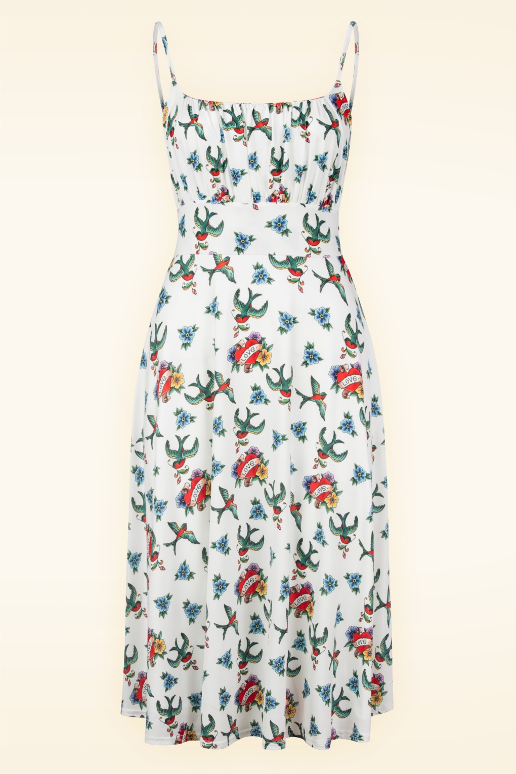 Jessie Tattoo Print Swing Kleid in Weiß.