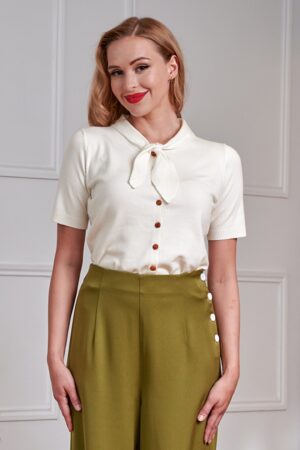 Katy Summer Knot Cardigan in Creme