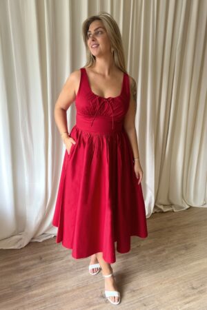 Lolita Midikleid in Lippenstiftrot