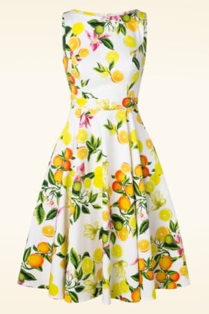 Luisa Lemon Swing Kleid in Weiß