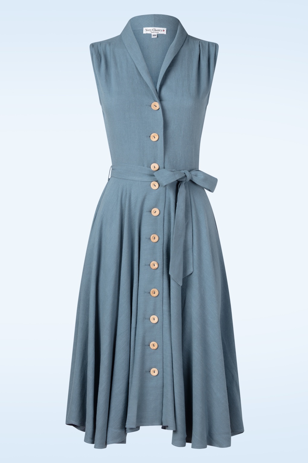 Nova Leinen-Swingkleid in Staubblau