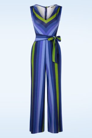 Paris O'Clock Gestreifter Jumpsuit in Blau