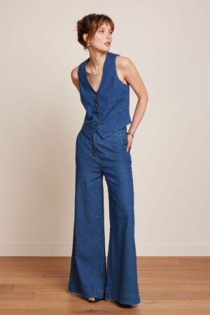 Peppa Chambray Hose in Denim Blau